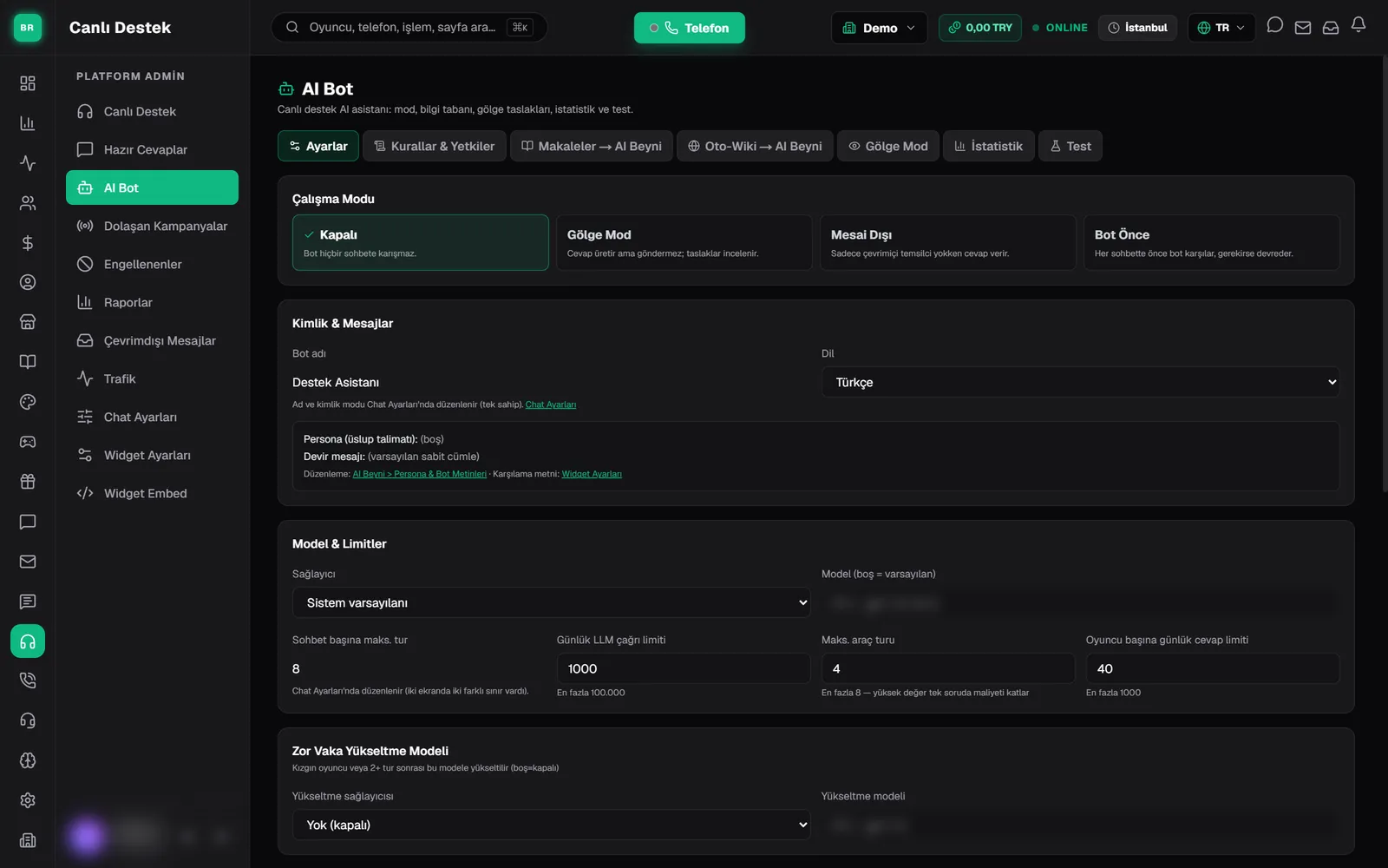 Live chat & AI